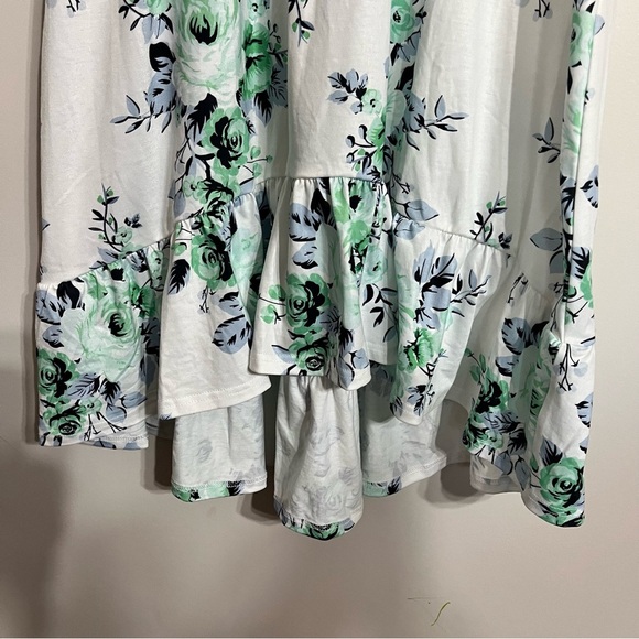 NWT Womens PatPat Ruffle Sleeve Hi-Lo Floral Print Teal White Dress Size Medium - Picture 4 of 8